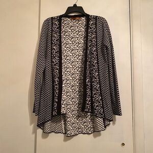 Belldini Black and White Open Front Cardigan